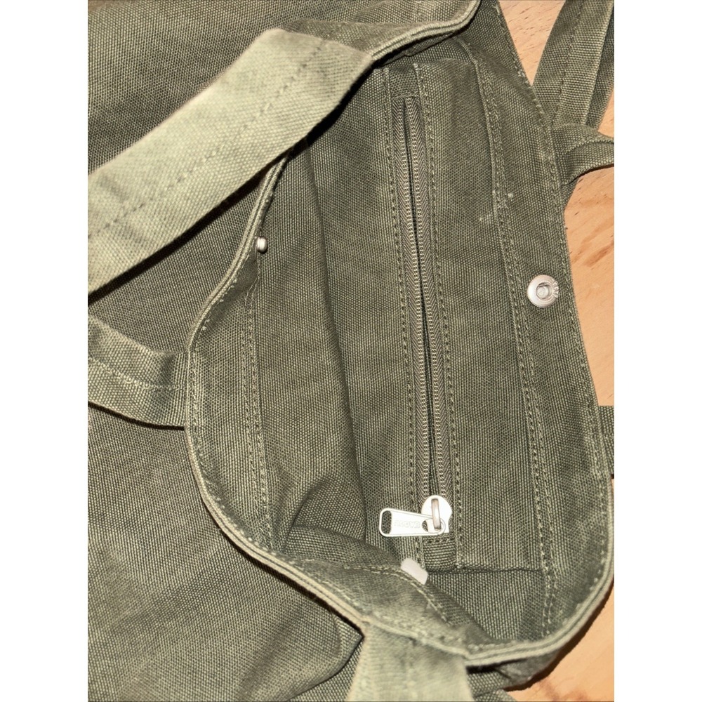 Baggu Bag Olive Green Canvas Tote Medium 17x15 Travel Crossbody Everyday Tote - Picture 5 of 6